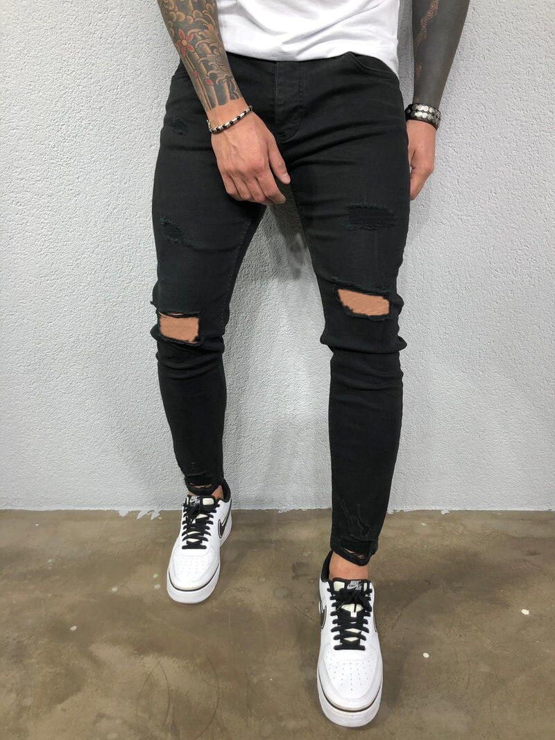Mens Jeans Black Blue Cool Skinny Ripped Stretch Slim Elastic Denim Pants Large Size For Male Spring Summer Autumn Hip Hop - Image 5