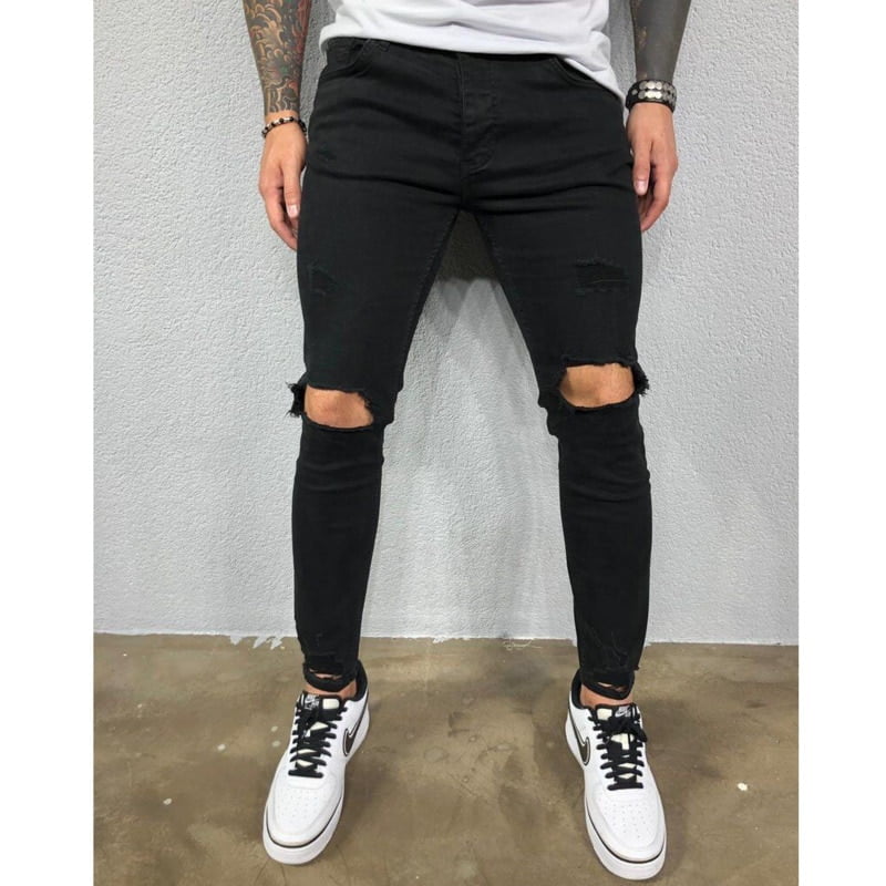 Mens Jeans Black Blue Cool Skinny Ripped Stretch Slim Elastic Denim Pants Large Size For Male Spring Summer Autumn Hip Hop - Image 4