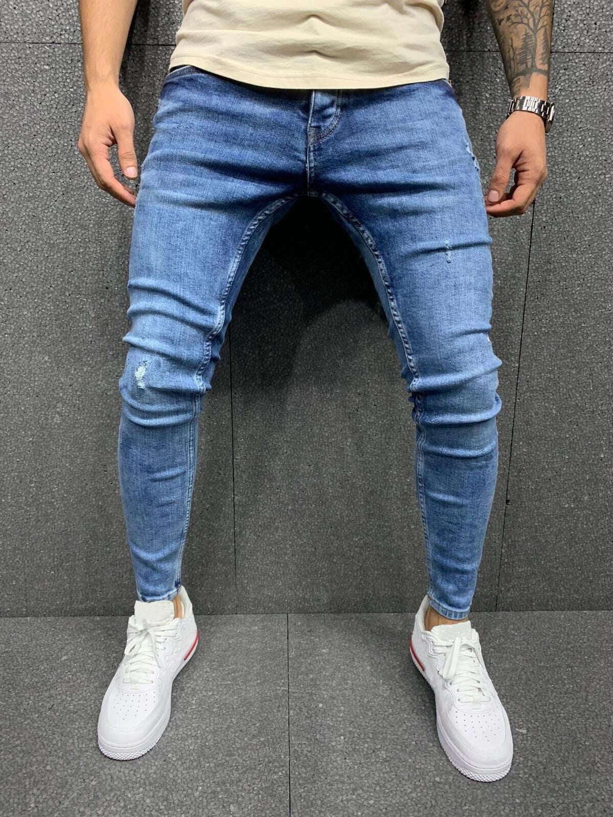 Jeans Men Skinny Stretch Mens Colourd Jeans Men 2020 Fashion Slim Fit jeans Homme Casual Pants Trousers Jean Male Denim Blue - Image 2