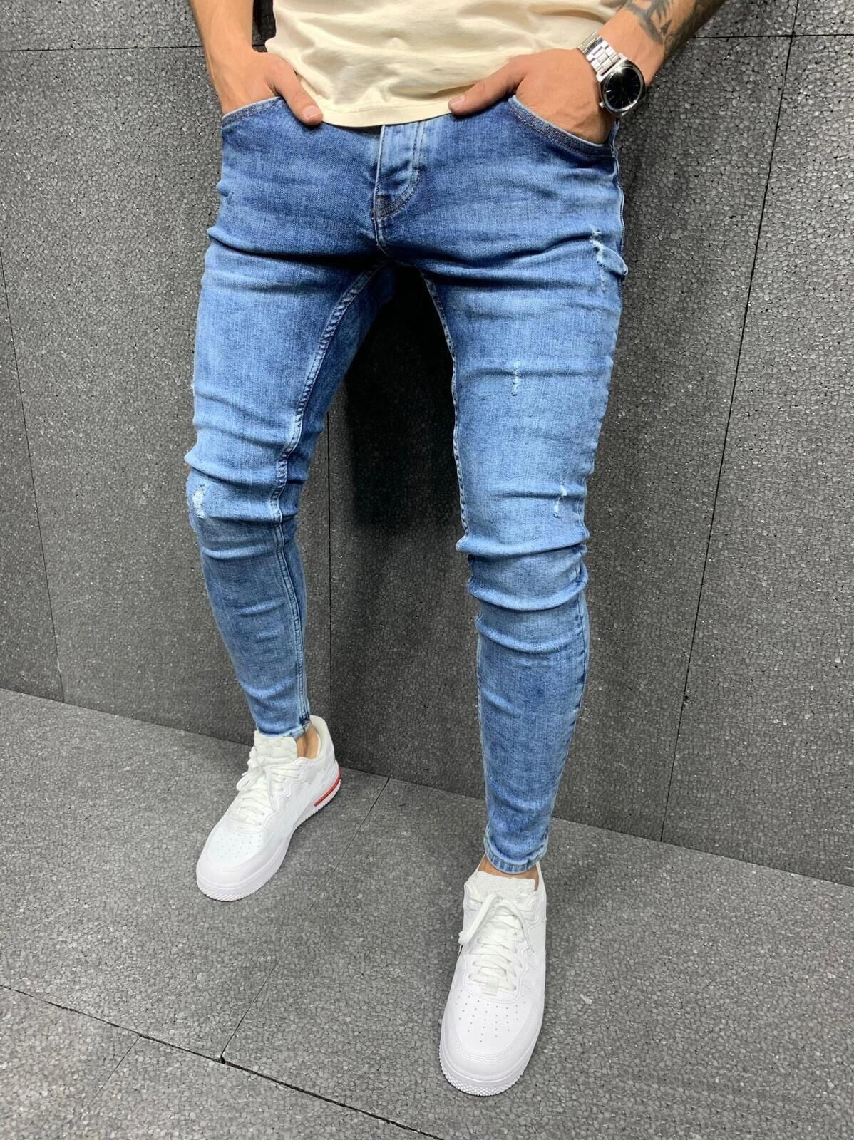 Jeans Men Skinny Stretch Mens Colourd Jeans Men 2020 Fashion Slim Fit jeans Homme Casual Pants Trousers Jean Male Denim Blue - Image 3