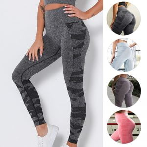 High Waisted Yoga Pants for Women Stretchy Tummy Control Butt Lifting Booty Textured Leggings Running Workout Tights