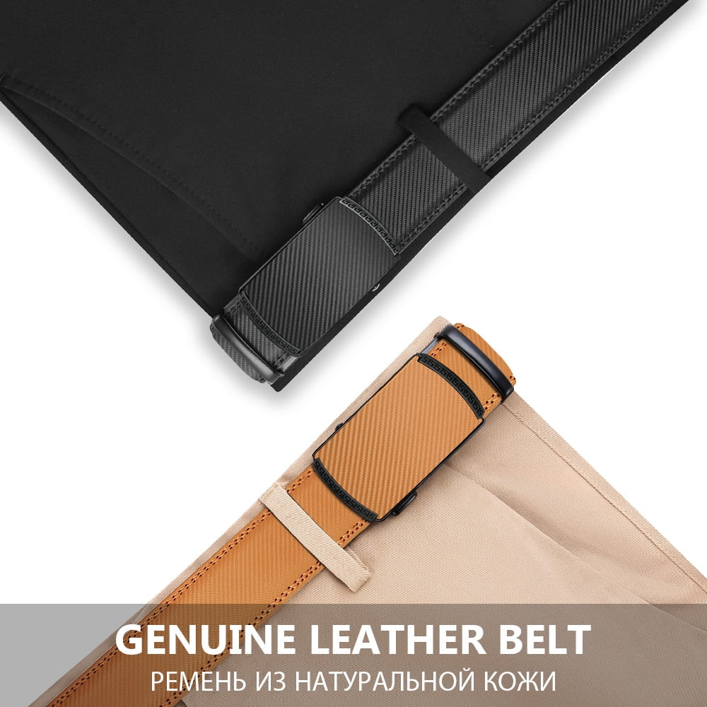 DOOPAI Multicolor Genuine Leather Men's Belts Fashion Business Automatic Buckle Straps Ratchet Cow Leather Waistband 3.5cm Width - Image 4
