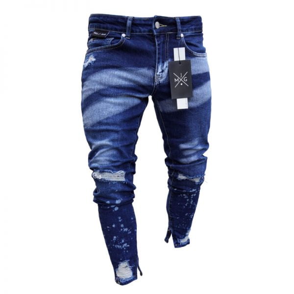 2019 Brand New Style Stylish Men's Ripped Skinny Jeans Destroyed Frayed