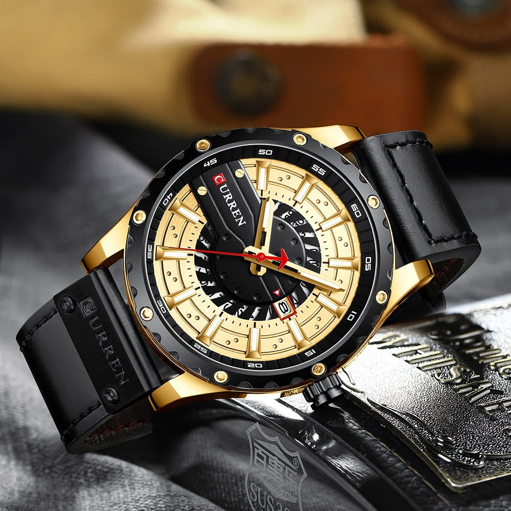CURREN Watches Top Brand Fashion Leather Wristwatch Casual Quartz Men's Watch New Chic Luminous hands Clock